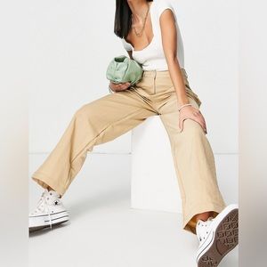 ASOS DESIGN wide leg pant in textured camel